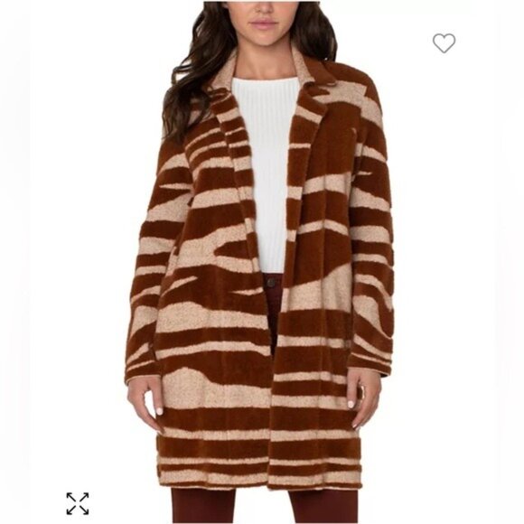 Liverpool | Open Front Coatigan Sweater | Rust/Oat Animal | Medium - Picture 1 of 8